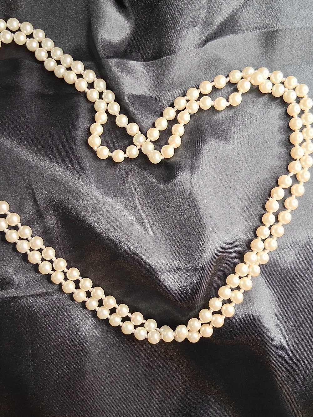 Handknotted Cream Pearl Strand Necklace 60"